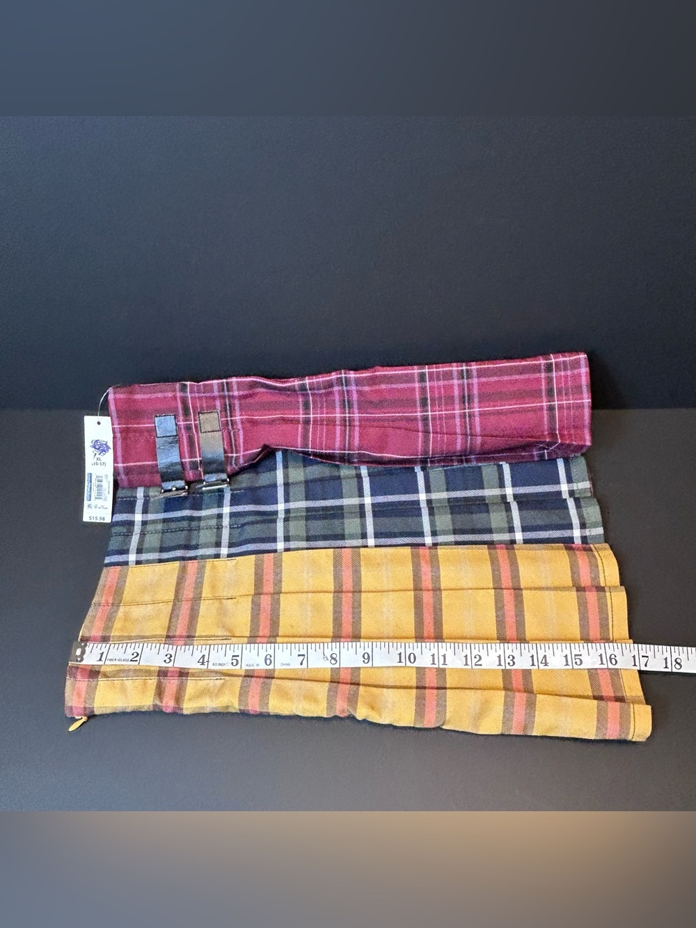 Plaid Mini Skirt Pleated NWT Tri-Color XL (15-17 JR) Preppy School Girl Skater - Picture 8 of 8